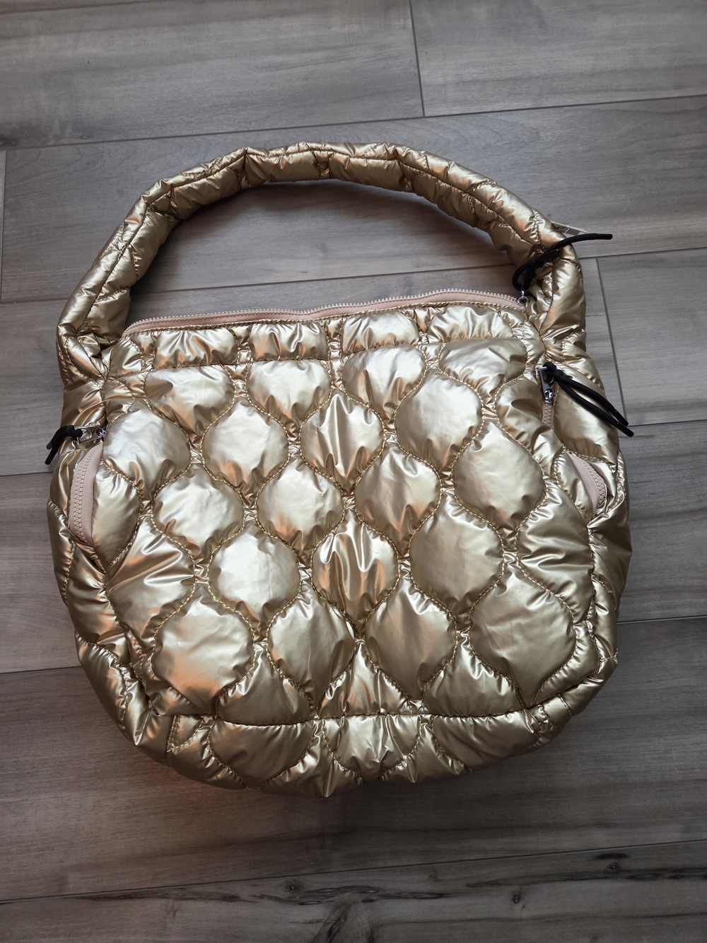 Katydid Gold Quilted Puffer Shoulder Bag